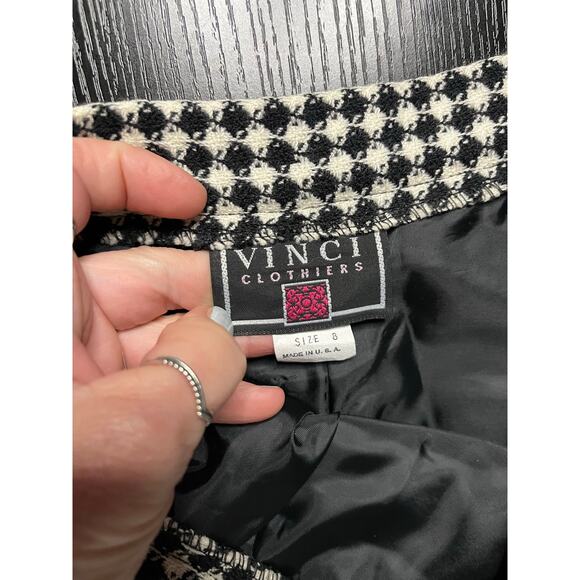 Vintage Vinci Clothiers Wool Houndstooth Midi Skirt - Picture 6 of 9